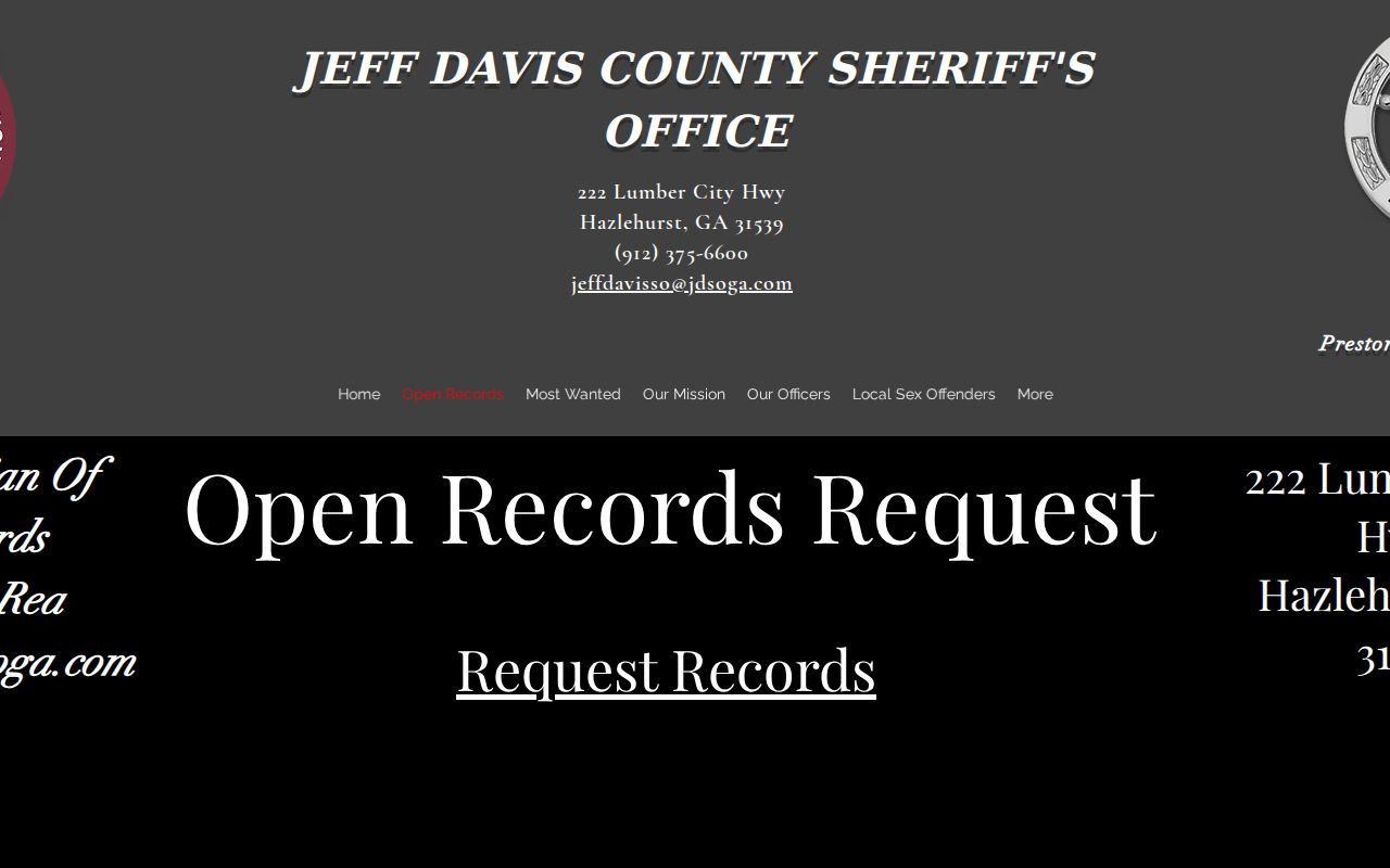 Jeff Davis County arrest records sheriff open records guidance