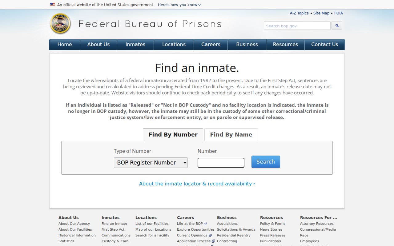 Federal inmate locator for a Denton criminal custody search