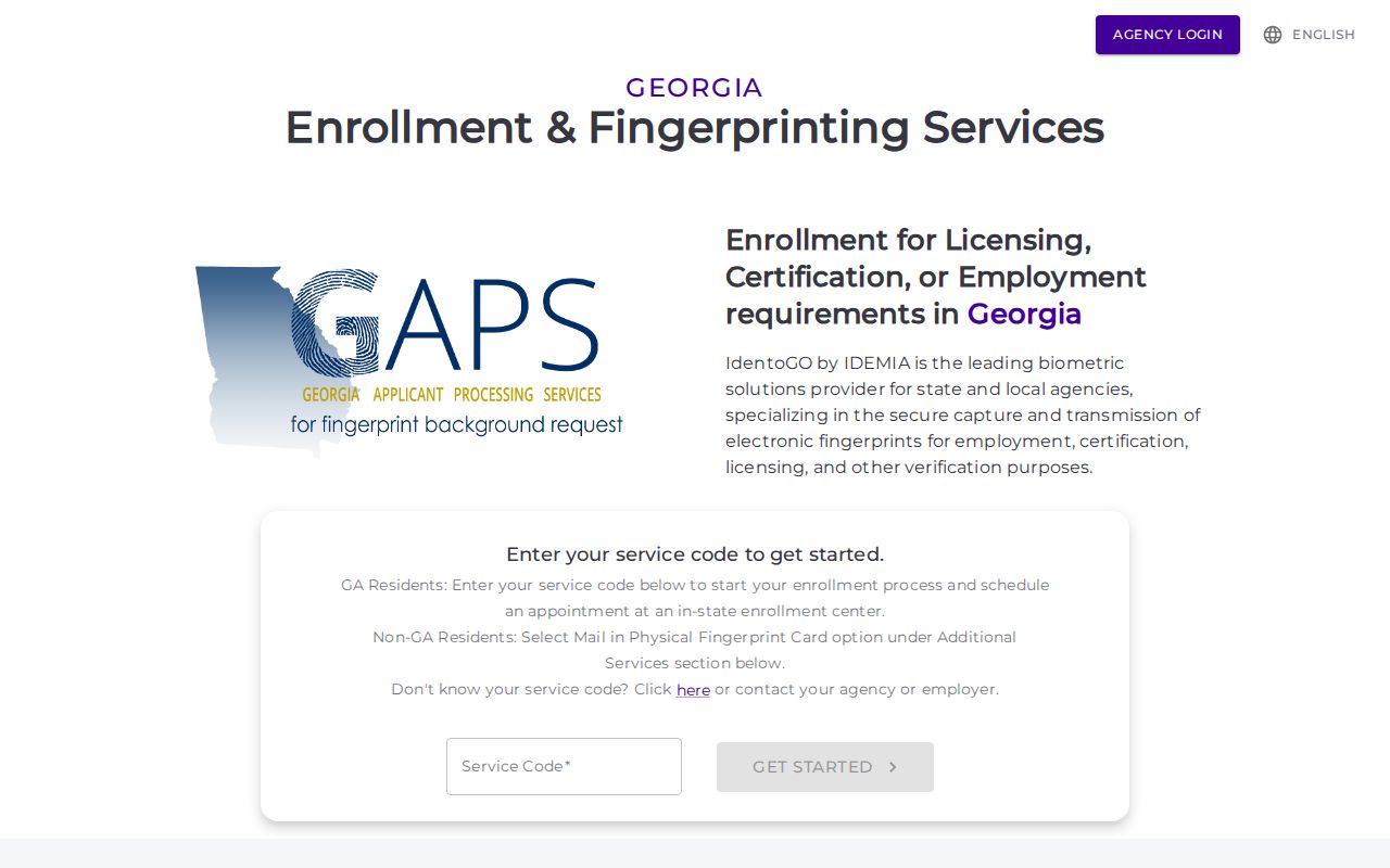Jeff Davis County criminal history GAPS fingerprint enrollment