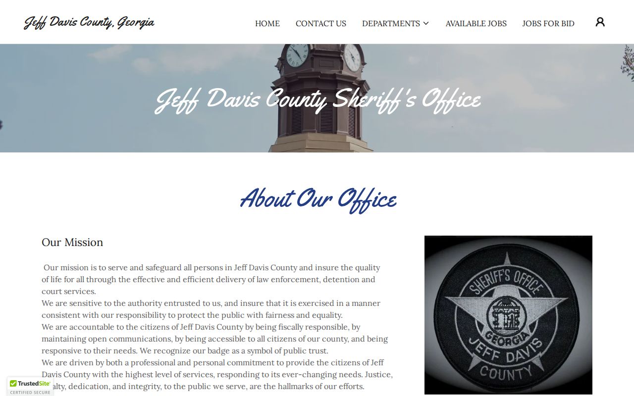 Jeff Davis County criminal history sheriff office page